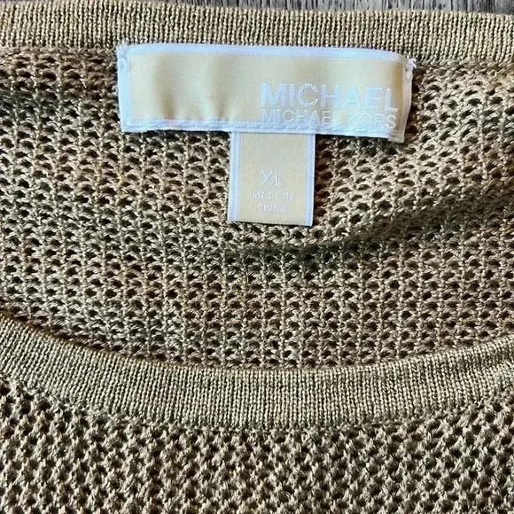 Michael Kors Sweater Gold Pullover Tunic Sweater Long Sleeve Size Extra Large - Picture 5 of 7
